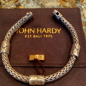 John Hardy Sterling Silver Woven Wheat Kali Pebble Cable Station Bracelet